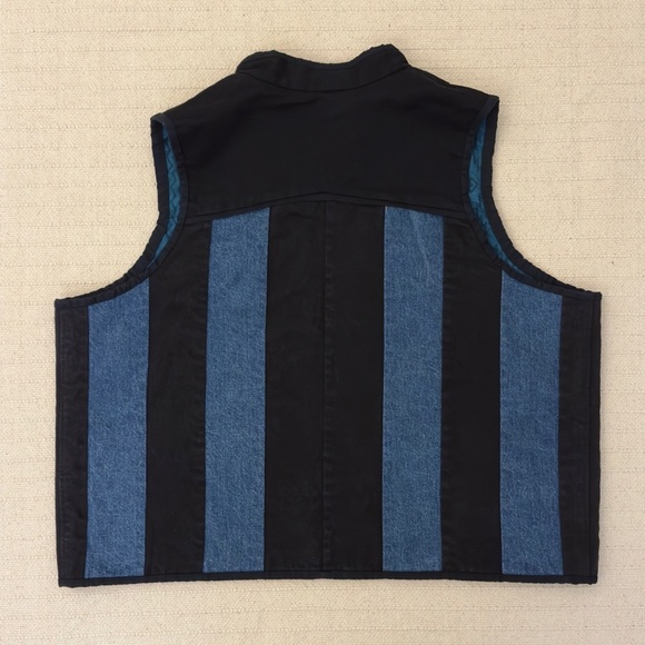 Vintage Black and Blue Striped Denim Vest - Picture 7 of 11